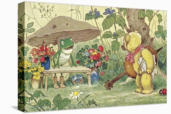 Frog Flower Seller and Bear Cellist-null-Stretched Canvas