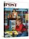 "Frog in the Library" Saturday Evening Post Cover, February 25, 1956-Richard Sargent-Premier Image Canvas