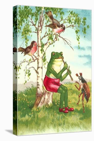 Frog Playing Flute-null-Stretched Canvas