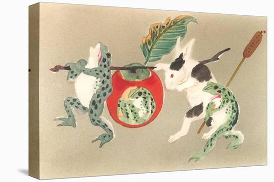 Frogs and Rabbit Carrying Palanquin-null-Stretched Canvas