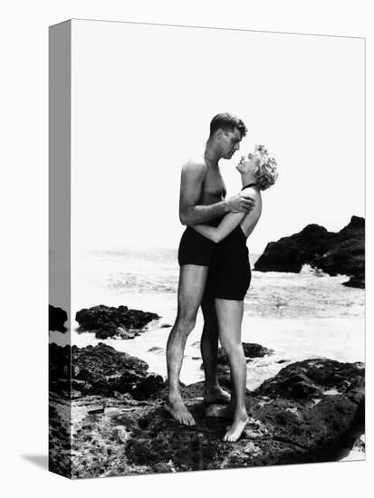 FROM HERE TO ETERNITY, 1953 directed by FRED ZINNEMANN Burt Lancaster and Deborah Kerr (b/w photo)-null-Stretched Canvas