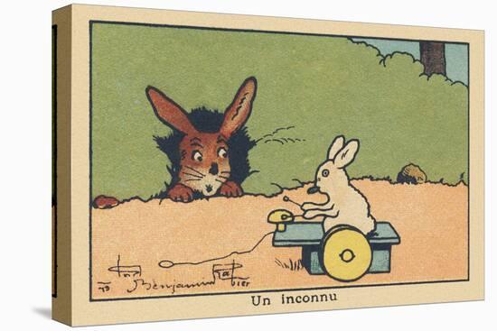 From the Entrance of His Burrow a Rabbit Observes a Rabbit Playing a Musical Toy with Wheels.” A St-Benjamin Rabier-Premier Image Canvas