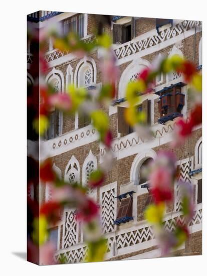 Frontage of Buildings and Floral Decorations, Sana'a, Yemen-Peter Adams-Premier Image Canvas