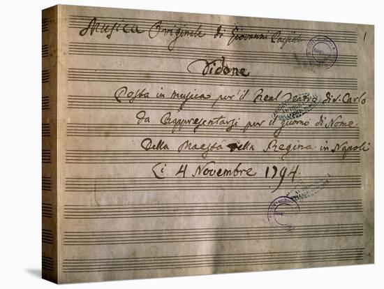 Frontispiece of the Autograph Music Score of Dido-Giovanni Paisiello-Premier Image Canvas