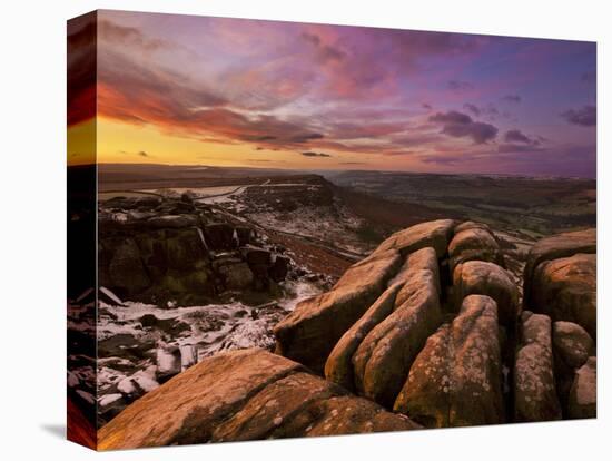 Frosty Winter Sunrise, Froggatt and Curbar Edge, Peak District National Park, Derbyshire, England, -Neale Clark-Premier Image Canvas