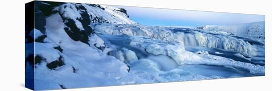 Frozen River and Ice Banks in Mid Winter, Gullfoss, Iceland-Gavin Hellier-Premier Image Canvas