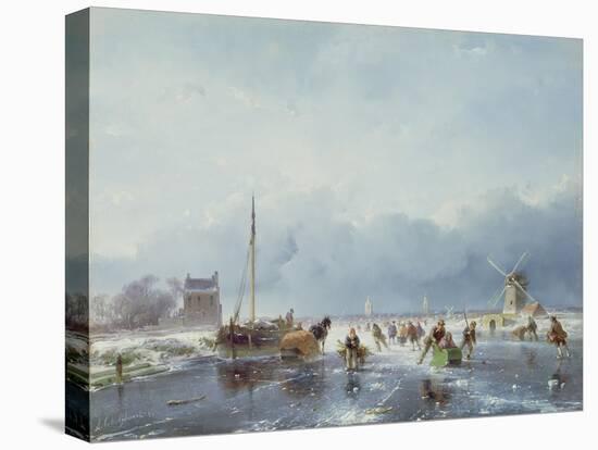 Frozen Winter Scene-Andreas Schelfhout-Premier Image Canvas