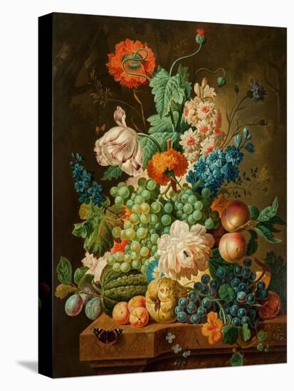 Fruit and Flowers on a Marble Table, 1794-Paul Theodor van Brussel-Premier Image Canvas