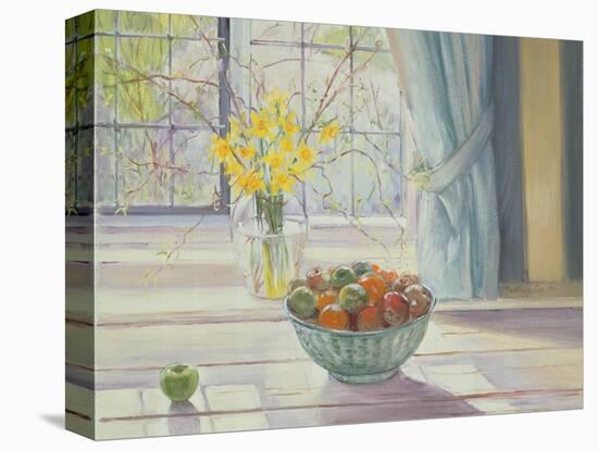 Fruit Bowl with Spring Flowers, 1990-Timothy Easton-Premier Image Canvas