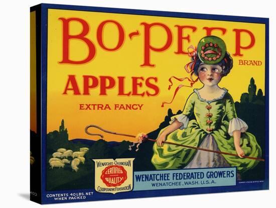Fruit Crate Labels: Bo-Peep Brand Apples, Extra Fancy; Wenatchee-Okanogan Cooperative Federation-null-Stretched Canvas