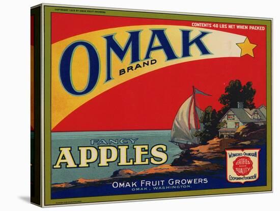 Fruit Crate Labels: Omak Brand Fancy Apples; Omak Fruit Growers-null-Stretched Canvas