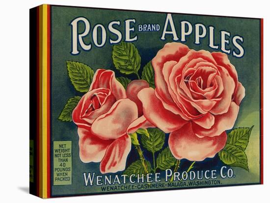 Fruit Crate Labels: Rose Brand Apples; Wenatchee Produce Company-null-Stretched Canvas