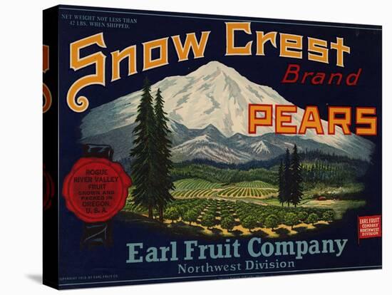 Fruit Crate Labels: Snow Crest Brand Pears; Earl Fruit Company-null-Stretched Canvas