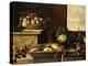 Fruit in a Wicker Basket with Figs on a Plinth-Pierre Dupuis-Premier Image Canvas