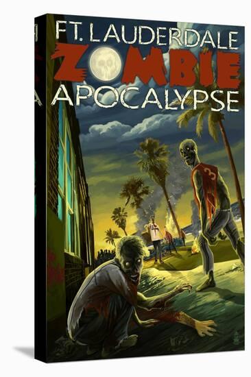 Ft. Lauderdale, Florida - Zombie Apocalypse-Lantern Press-Stretched Canvas