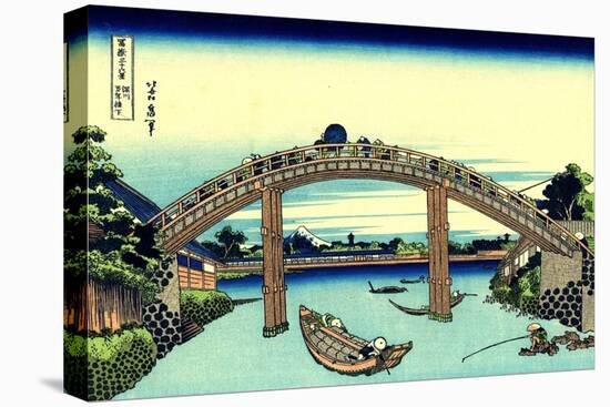 Fuji Seen Through the Mannen Bridge at Fukagawa, Edo, c.1830-Katsushika Hokusai-Premier Image Canvas
