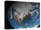 Ful Earth Showing Simulated Clouds Over North America-Stocktrek Images-Premier Image Canvas