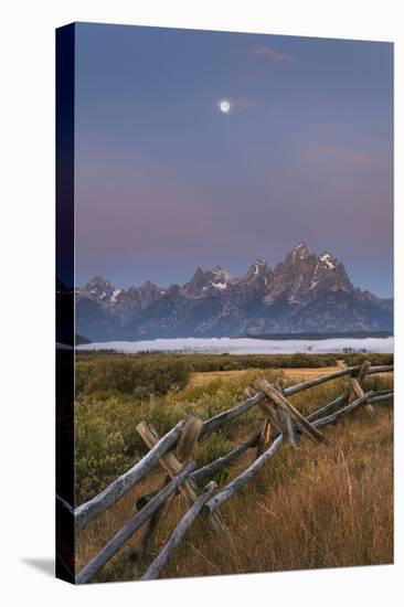 Full moon over the Teton Range at Cunningham Ranch, Grand Teton National Park, Wyoming.-Alan Majchrowicz-Premier Image Canvas