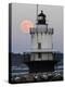 Full Moon Rises Behind the Spring Point Light House in South Portland, Maine-null-Premier Image Canvas