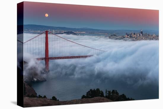 Full Moon Rising Over Golden Gate Bridge Low Fog and Mood San Francisco-Vincent James-Premier Image Canvas