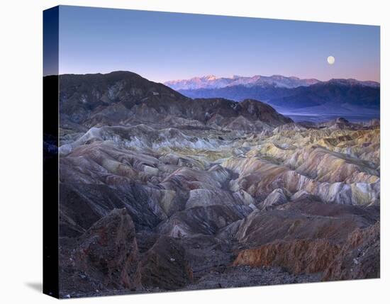 Full moon rising over Zabriskie Point, Death Valley National Park, California-Tim Fitzharris-Stretched Canvas