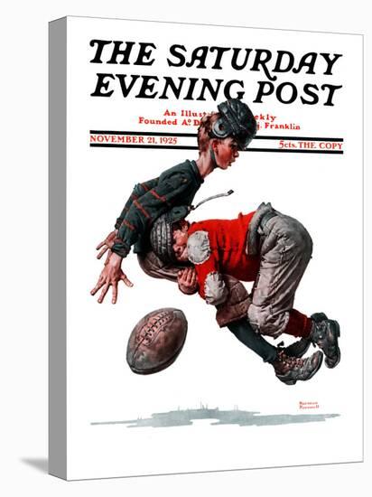 "Fumble" or "Tackled" Saturday Evening Post Cover, November 21,1925-Norman Rockwell-Premier Image Canvas