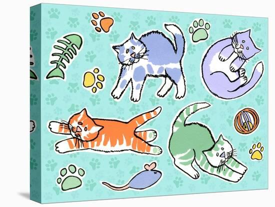 Fun Kitties Pawprints-Geraldine Aikman-Premier Image Canvas