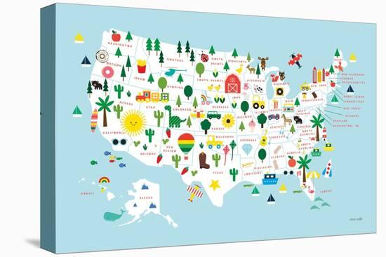 Fun USA Map-Ann Kelle-Stretched Canvas