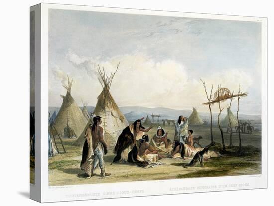 Funeral Scaffold of a Sioux Chief Near Fort Pierre-Karl Bodmer-Premier Image Canvas