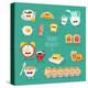 Funny Breakfast Set. Comic Characters. Vector Illustrations.-Serbinka-Stretched Canvas