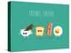 Funny Breakfast. ?Up of Coffee, Egg, Bacon, Toaster. Vector Illustrations.-Serbinka-Stretched Canvas