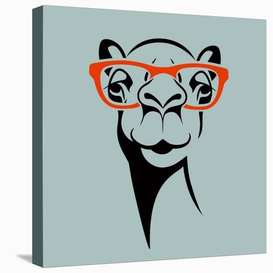 Funny Camel Wearing Glasses. Vector Illustration for T Shirt, Poster, Print Design.-TeddyandMia-Stretched Canvas