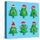 Funny Christmas Tree and Vector Christmas Tree on White Background. Cartoon Christmas Tree Icon And-studioworkstock-Stretched Canvas