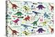 Funny Dinosaurs Graphic Color Vector Pattern-GooseFrol-Stretched Canvas