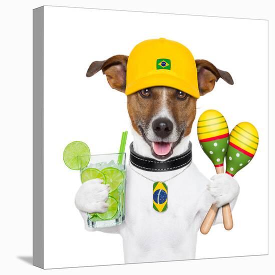 Funny Dog Brazil-Javier Brosch-Premier Image Canvas