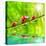 Funny Picture Of The Ladybugs Family Running On A Grass Bridge Over A Spring Flood-Kletr-Premier Image Canvas