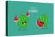 Funny Watermelon Eating a Piece of Watermelon. Hello Summer. Use for Card, Poster, Banner, Web Desi-Serbinka-Stretched Canvas