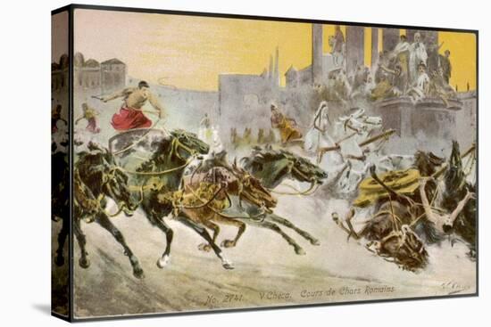 Furious Roman Chariot Race in Progress-V. Checa-Stretched Canvas