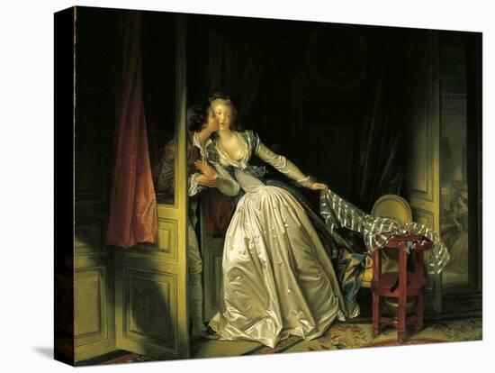 Furtive Kiss-Jean-Honoré Fragonard-Stretched Canvas