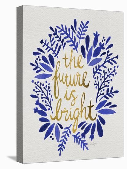 Future is Bright - Navy and Gold-Cat Coquillette-Stretched Canvas