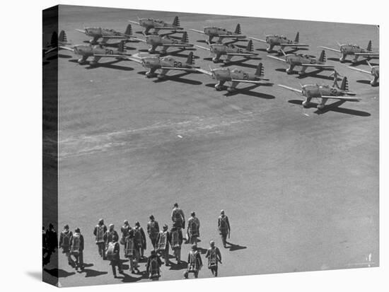 Future Us Army Fliers Heading For Their Ryan Training Planes at Air Training Base-George Strock-Premier Image Canvas