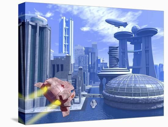 Futuristic City, Artwork-Roger Harris-Premier Image Canvas