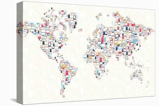 Gadgets - World Map-cienpies-Stretched Canvas