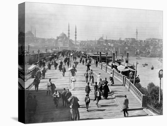 Galata Bridge Spanning Golden Horn to Blue Mosque-null-Premier Image Canvas