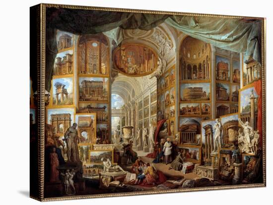 Gallery of a Collector. Gallery of Views of Ancient Rome. Painting by Giovanni Paolo Pannini (Panin-Giovanni Paolo Pannini or Panini-Premier Image Canvas