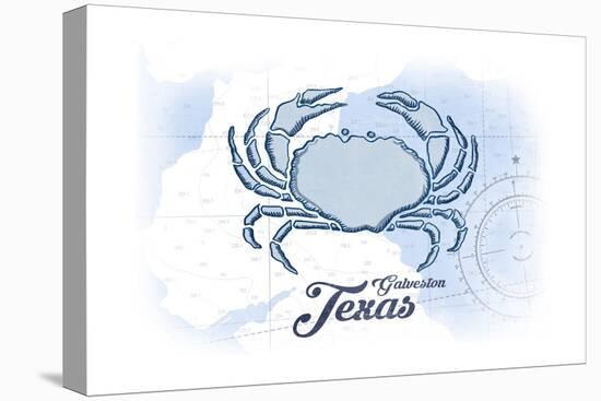 Galveston, Texas - Crab - Blue - Coastal Icon-Lantern Press-Stretched Canvas