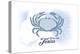 Galveston, Texas - Crab - Blue - Coastal Icon-Lantern Press-Stretched Canvas