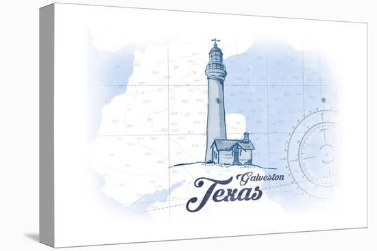 Galveston, Texas - Lighthouse - Blue - Coastal Icon-Lantern Press-Stretched Canvas