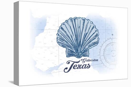 Galveston, Texas - Scallop Shell - Blue - Coastal Icon-Lantern Press-Stretched Canvas