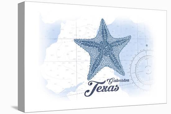 Galveston, Texas - Starfish - Blue - Coastal Icon-Lantern Press-Stretched Canvas